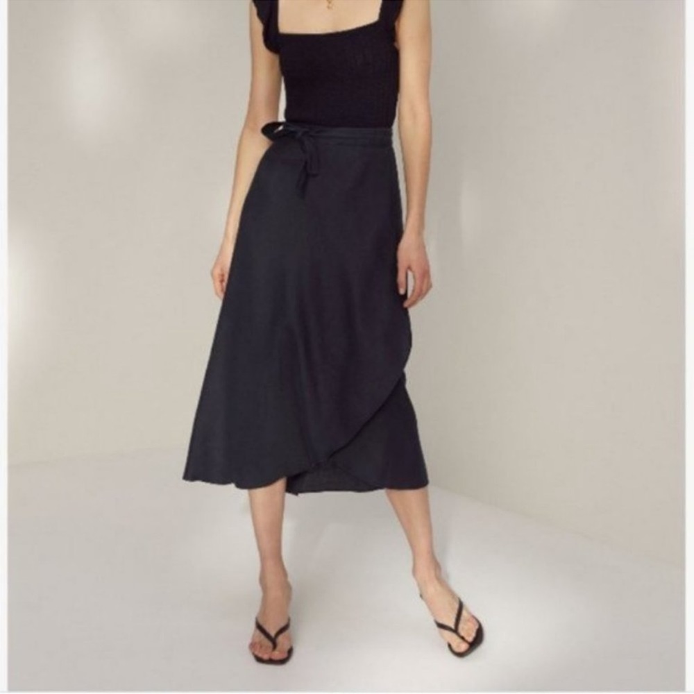 NWT Aritzia Wilfred Eleta Linen Wrap Skirt in Black size XS